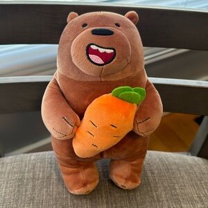 We Bare Bears Grizzly Carrot Plush Stuffed Bear Cartoon Network Miniso